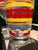 Glass Vintage Fiesta Drinking Glasses and Two Water or Iced Tea Glasses - Red, Yellow and Blue Stripes With Fiesta Mark on Front Panel - Set of 6 For Sale - Image 7 of 11