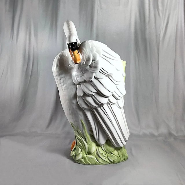 Large Vintage Italian Ceramic Standing Swan Jardinière/Planter For Sale - Image 4 of 12