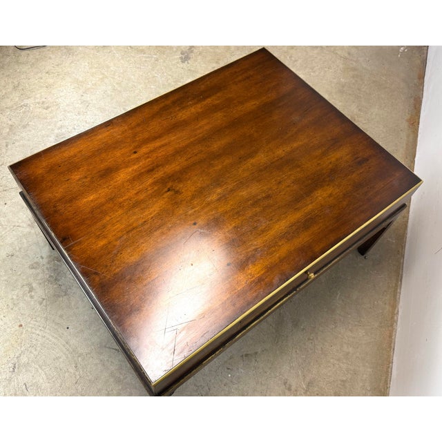 Brown Vintage Theodore Alexander Campaign Style Mahogany & Brass Coffee Table For Sale - Image 8 of 12