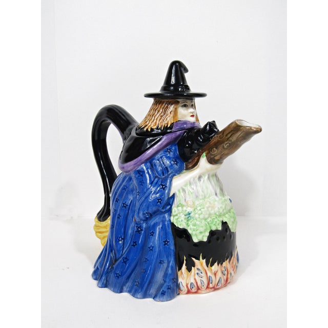 Late 20th Century 1997 Inspirado Witchy Poo Hand-Painted Halloween Teapot For Sale - Image 5 of 14