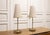 Brass Sunburst Table or Mantelpiece Lamps with Linen Shades, Set of 2 For Sale - Image 6 of 7