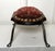Mid 20th Century Vintage Spanish Revival Upholstered Mahogany Wood & Metal Low Stool, Oxblood Red, Rust, Gold For Sale - Image 5 of 12