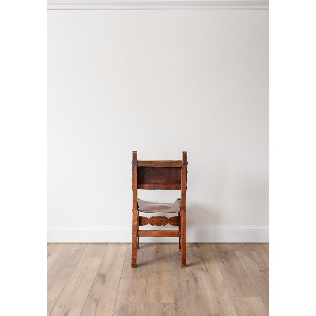 Set of 6 Vintage Rustic Spanish Leather Dining Chairs For Sale - Image 4 of 4