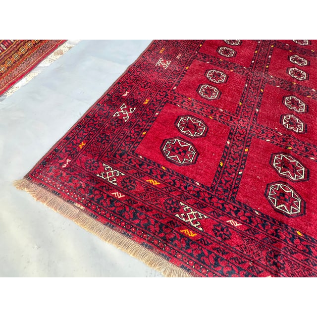Tribal Vintage Afghan Turkmen Ashik Star Gul Garden Compartment Tribal Rug - 9'10" X 6'2" For Sale - Image 3 of 13