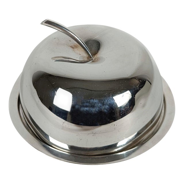 Fleuron Silver Plated Apple-Shaped Butter Box attributed to Lino Sabattini for Christofle, 1970s For Sale
