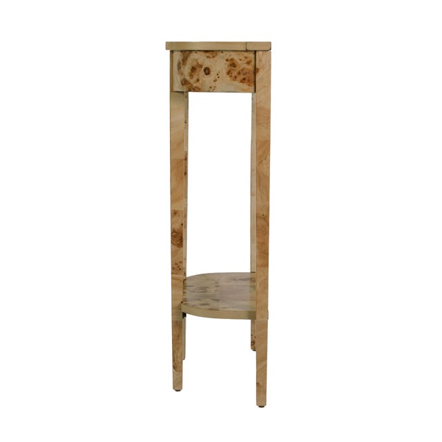 2020s Wendell 17.5 in. W Demilune Wood Console Table with Lower Open Shelf, Light Burl For Sale - Image 5 of 8