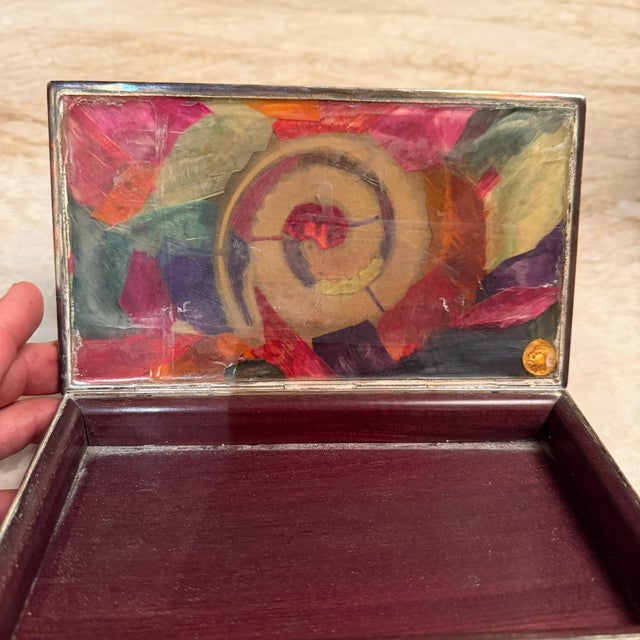 Silver Emplumado Azteca Safe Keep Box Los Castillo Silver-Plated Mid-Century Mod For Sale - Image 8 of 17