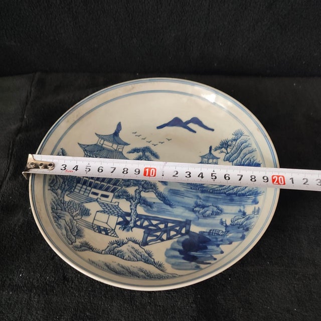 Chinese Ceramic Plate,Blue and White Porcelain Plate Hand Painted Landscape Pattern For Sale In Seattle - Image 6 of 10