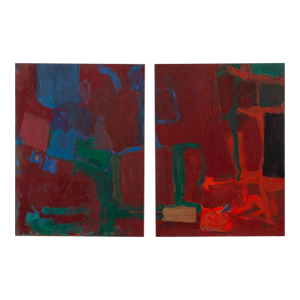 Robert O'Meara Abstract Composition Diptych Oil
