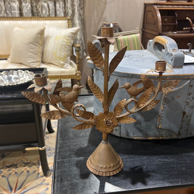 Copper Vintage Mexican Copper Handcrafted Candelabra For Sale - Image 8 of 10