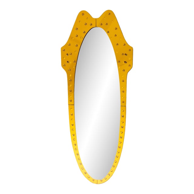 1960s Tall Cristal Arte Modernist Wall Mirror For Sale