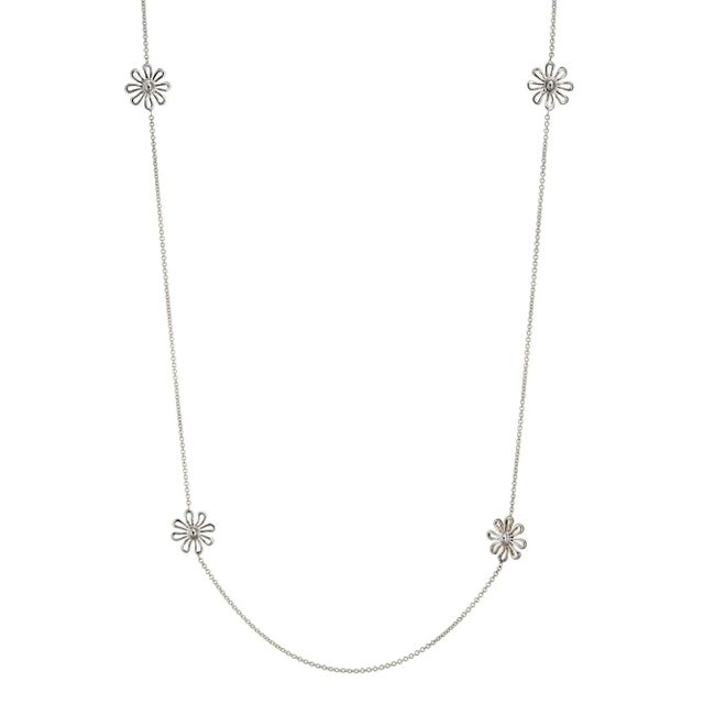 Tiffany and Co. Tiffany & Co Paloma Picasso Flower Necklace Estate Silver 27" Long Chain For Sale - Image 4 of 4