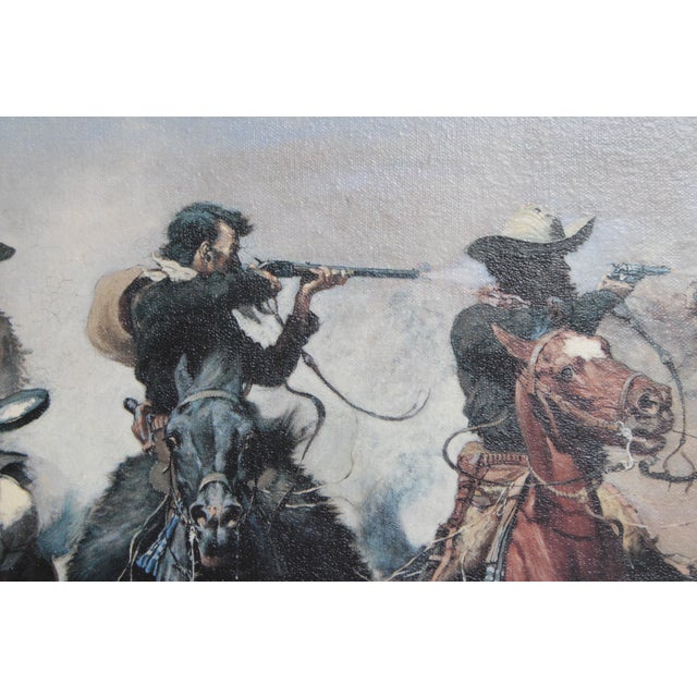 1970s Frederick Remington Reproduction Oil Painting on Canvas For Sale - Image 5 of 17
