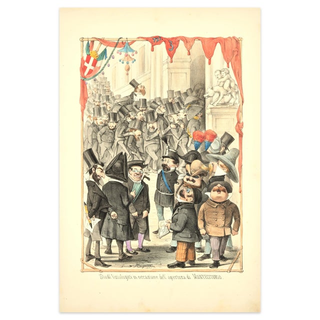 Philosophical Study Lithograph by Antonio Manganaro, 1870s For Sale