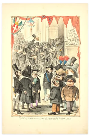 Philosophical Study Lithograph by Antonio Manganaro, 1870s