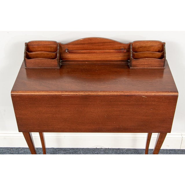 Queen Anne Antique Mahogany Writing Desk With Gallery Top For Sale - Image 3 of 6