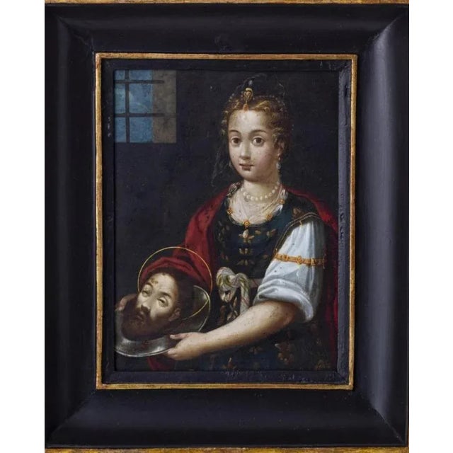 Italian School Artist, Salome with the Head of Saint John the Baptist, 1600s, Painting, Framed For Sale - Image 6 of 6