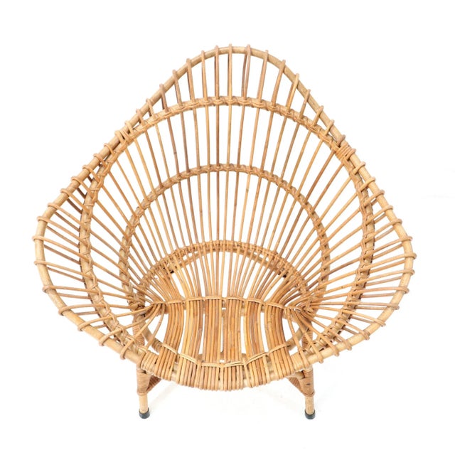 Mid-Century Modern Mid-Century Italian Modern Rattan Armchair, 1960s For Sale - Image 3 of 9