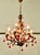 Glass Large French Chandelier with Lipstick Red Teardrops, 1950 For Sale - Image 7 of 9