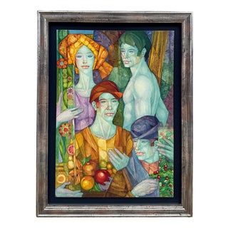 Gabriel Portolés Ascaso, The Four Seasons, 1970s, Tempera Painting For Sale