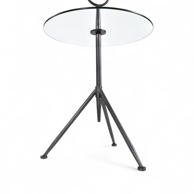 Mid 20th Century Vintage Italian Enameled Metal and Glass Tripod Side Table For Sale - Image 5 of 7