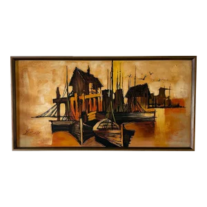 Mid Century Seascape Oil Painting