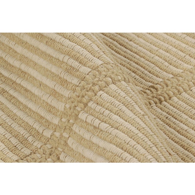 Rug & Kilim’s Contemporary Kilim in Cream White and Beige Textural Stripes For Sale In New York - Image 6 of 7