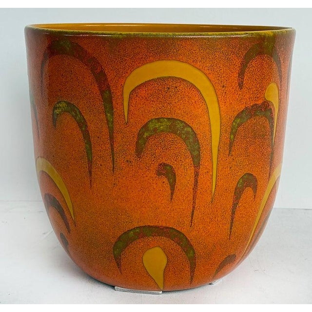 Late 20th Century Vintage Italian Abstract Decorated Pottery Planter, Vibrant Glazes For Sale - Image 5 of 6