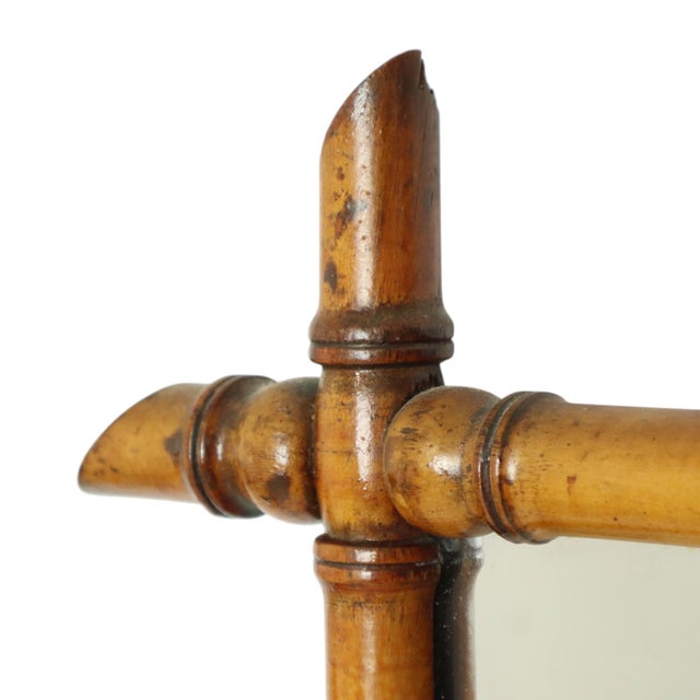 Wood Antique French Faux Bamboo Mirror, 1890s For Sale - Image 7 of 14