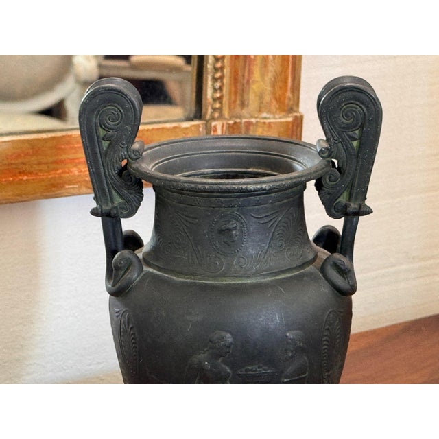 Italian 19th Century Italian Grand Tour Urn With Swan Handles on Marble Base For Sale - Image 3 of 9