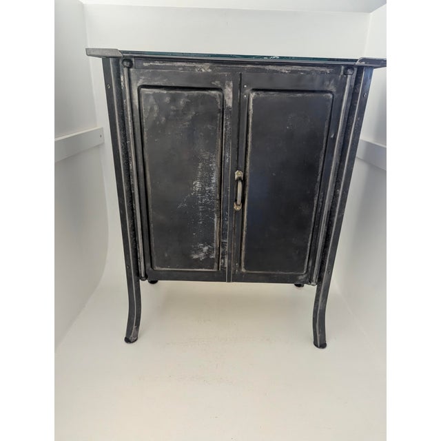Vintage Industrial Cabinet in Steel Cabinet with Glass Top, Pre-1900s For Sale - Image 6 of 17