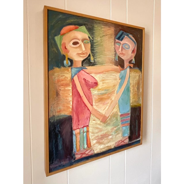 Vintage French Contemporary Modernist Figural on Canvas For Sale - Image 4 of 12