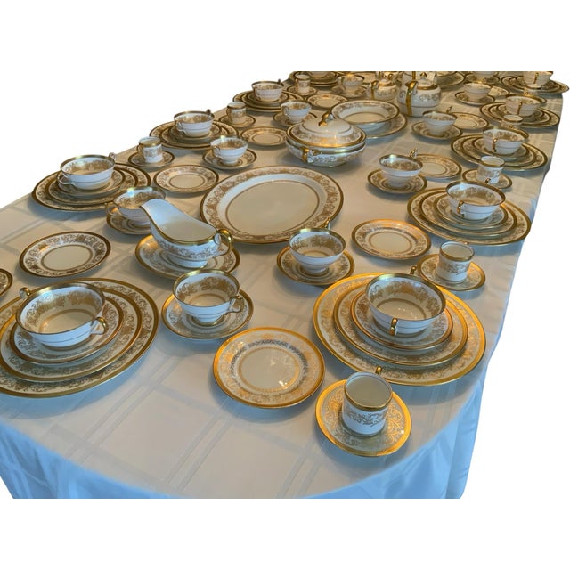 Coffee 1970s Aynsley Imperial Gold Fine Bone China Estate Collection 130 Pc for 12 Teapot Coffee Pot Platters Staffordshire For Sale - Image 8 of 12