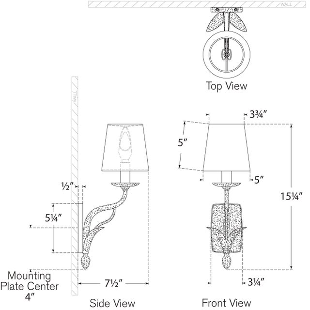 Chapman & Myers for Visual Comfort Signature Amalfi 15" Sconce in Waxed Black with Linen Shade For Sale In Houston - Image 6 of 8