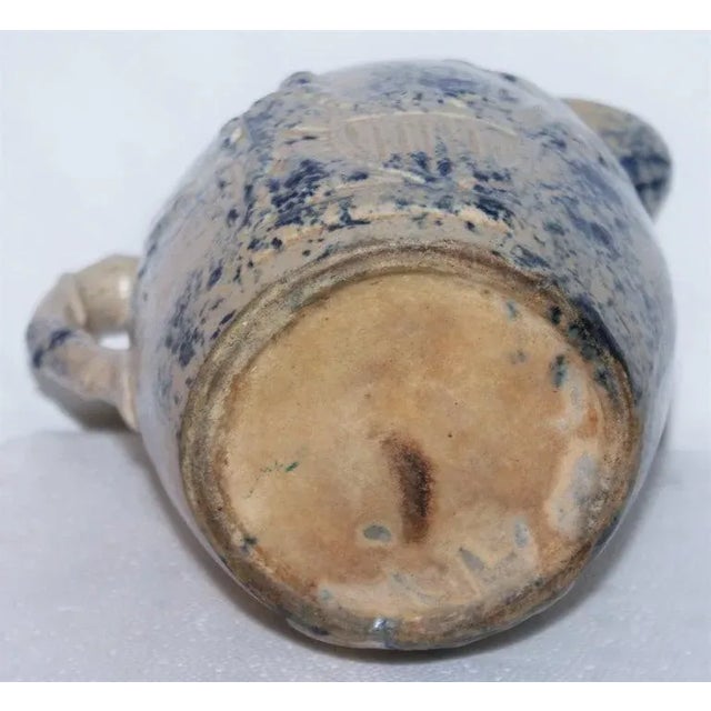 Ceramic 19th Century Lady Liberty Blue Sponge Ware Pitcher For Sale - Image 7 of 9