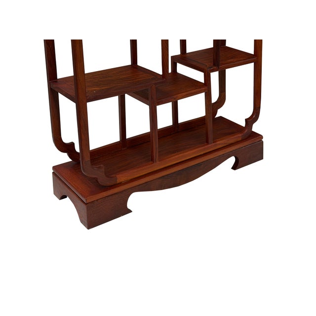 Wood Chinese Brown Rectangular Table Top Layers Curio Display Stand For Sale - Image 7 of 8