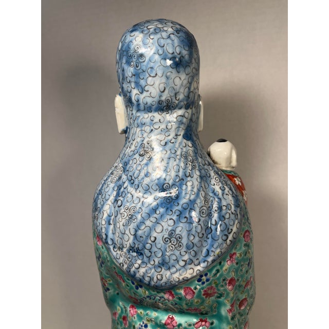 Late Qing/Early Republic Chinese Famille Verte Lu Xing Porcelain Figure W/ Child For Sale In Los Angeles - Image 6 of 11