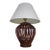 Late 20th Century Woven Rattan Basket Table Lamp With White Shade For Sale