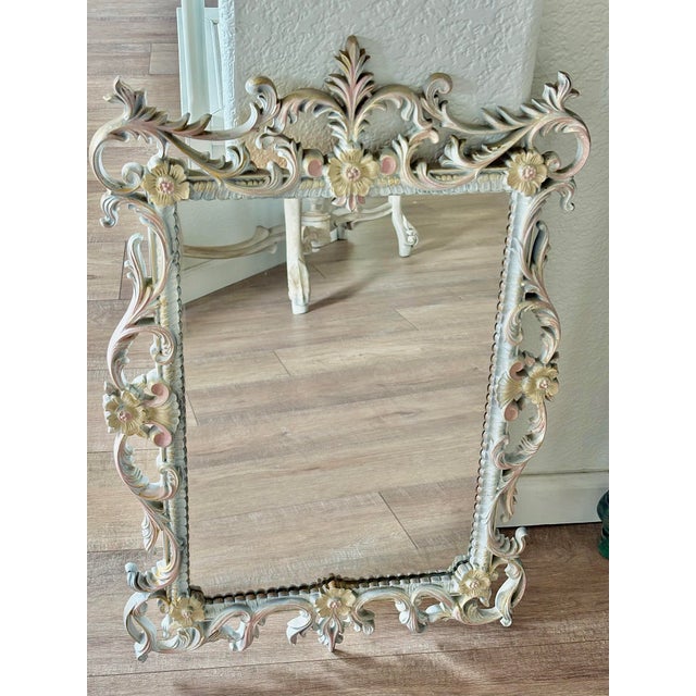 Vintage Midcentury Painted Wall Mirror For Sale - Image 4 of 12