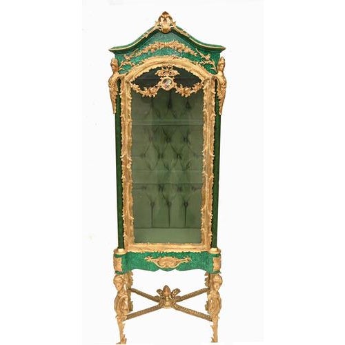 Louis XVI French Malachite Display Cabinets, Set of 2 For Sale - Image 9 of 13