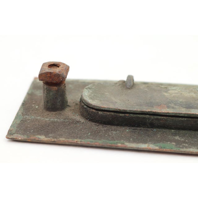 Vintage 7 In. Bronze Spring Loaded Mail Slot For Sale - Image 4 of 4