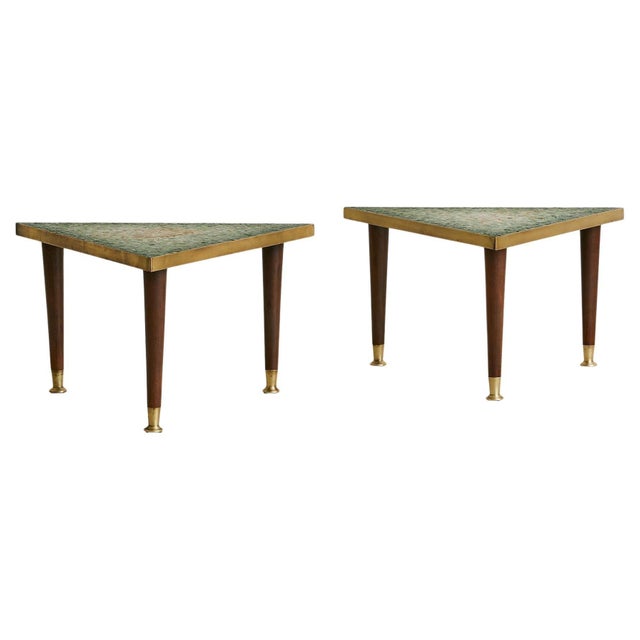 Mexican Green Mosaic Triangular Side Table by Genaro Álvarez, 1960s For Sale - Image 11 of 18