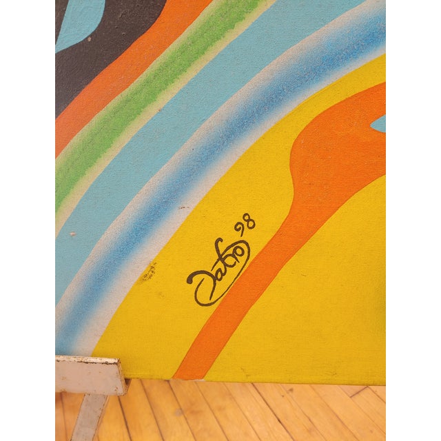 Textile 1998 Graffiti Abstract on Canvas Oversize Painting, Unframed For Sale - Image 7 of 10