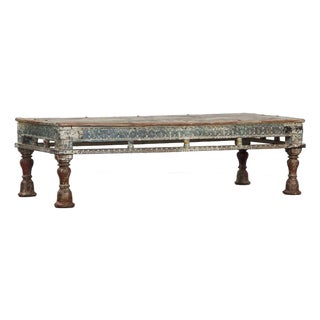 Antique Indian Painted Teakwood Low Table, C. 1880-1900 For Sale