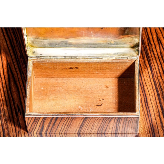 Gleaming Art Deco Engine Turned Striped Antique Sterling Silver Jewelry Trinket Desk Box For Sale - Image 10 of 15