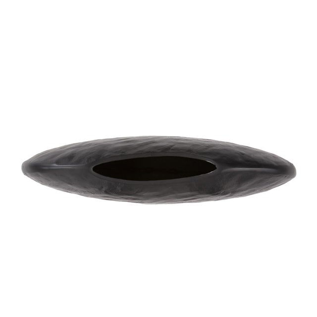 2020s Hammered Organic Ebony Aluminum Canoe Vase- Large For Sale - Image 5 of 8
