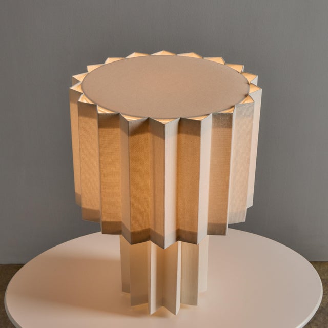 Plissé White Edition' Pleated Textile Table Lamp by Folkform for Örsjö For Sale - Image 16 of 17