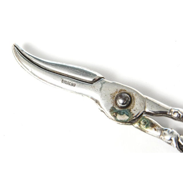 Figurative Antique Floral Grape and Vine Sterling Silver Grape Shears Scissors For Sale - Image 3 of 10