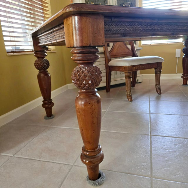 Tommy Bahama Style Rectangle Extendable Dining Table & Four Chairs – Set of 5 For Sale In West Palm - Image 6 of 18