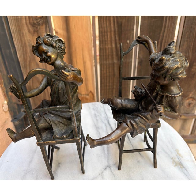 Art Nouveau Antique Franz Iffland Art Nouveau Bronze Sculptures - Mirrored Pair For Sale - Image 3 of 9